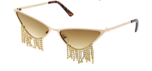 Rhinestone Dripping Cateye High Fashion Sunglasses